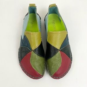 Socofy Danifer Color Block Hand Soft Leather Patchwork Slip On Women’s Size 8.5